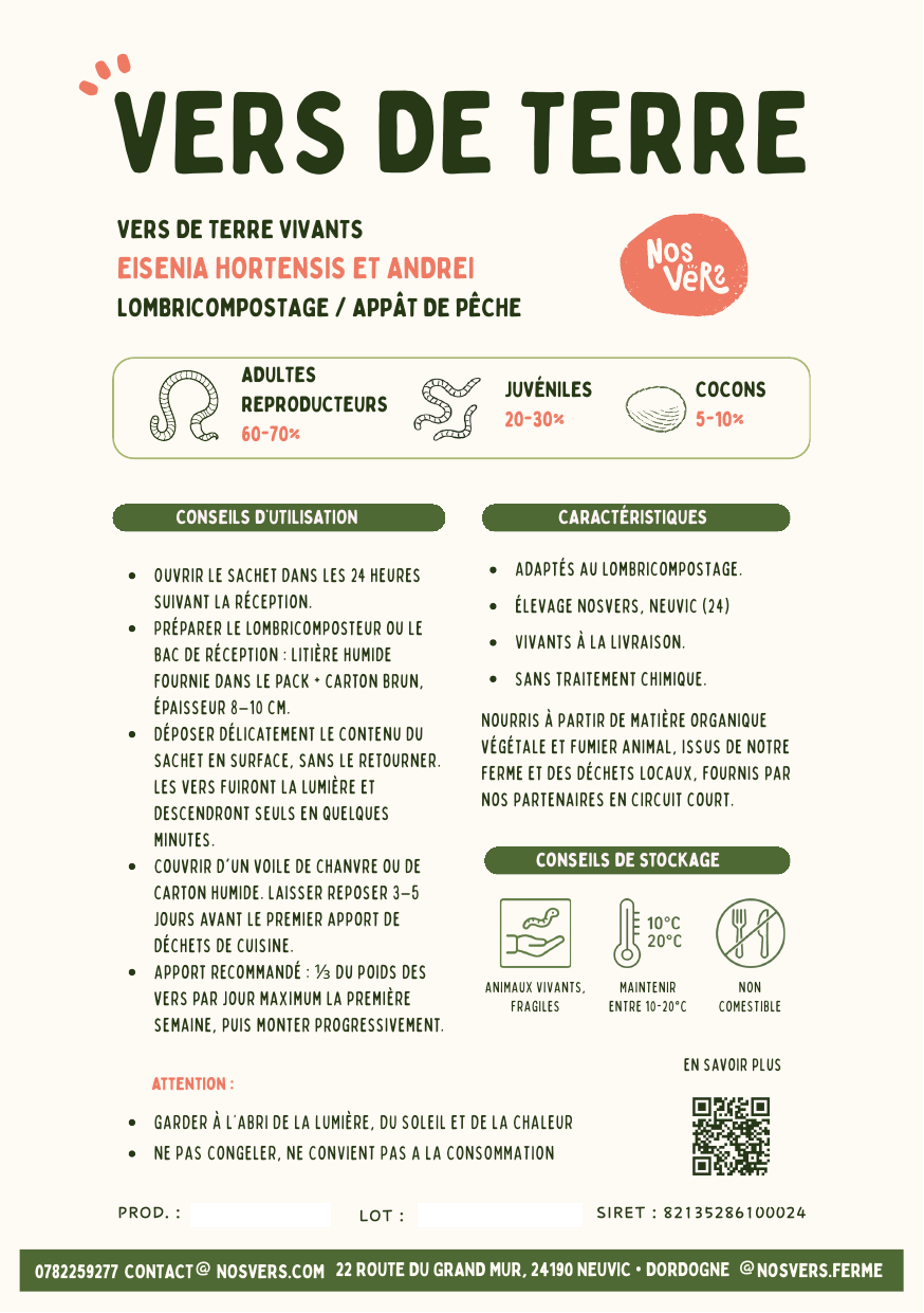 Étiquette produit A5 NosVers, créée par Nerea